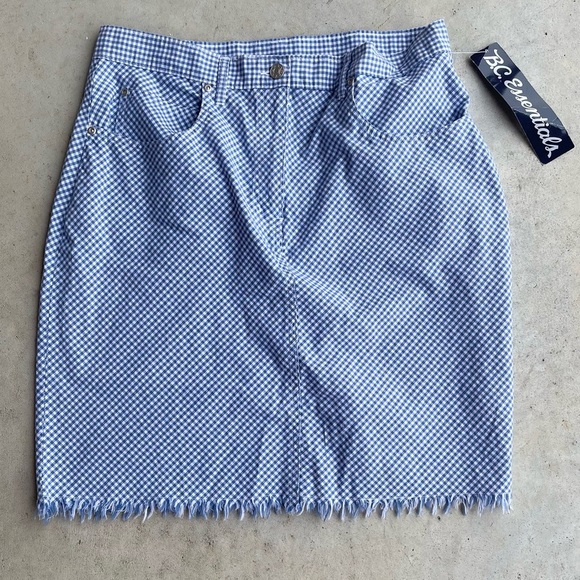 BC Essentials Dresses & Skirts - NWT B.C. Essentials Blue and White Lightweight Gingham Skirt Size 12